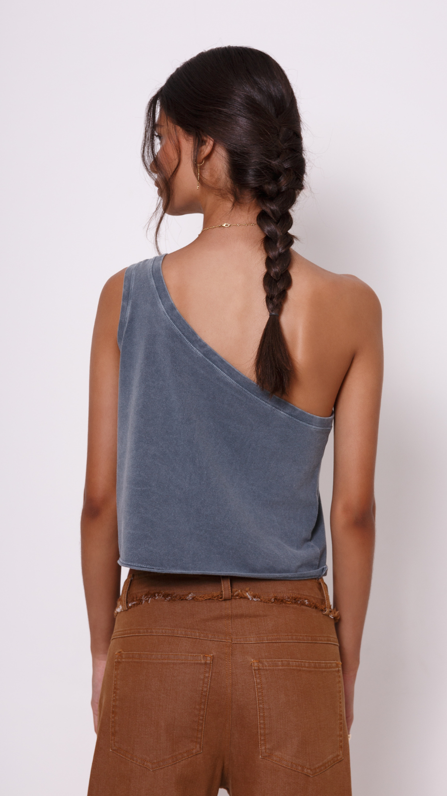 One shoulder dye en gris