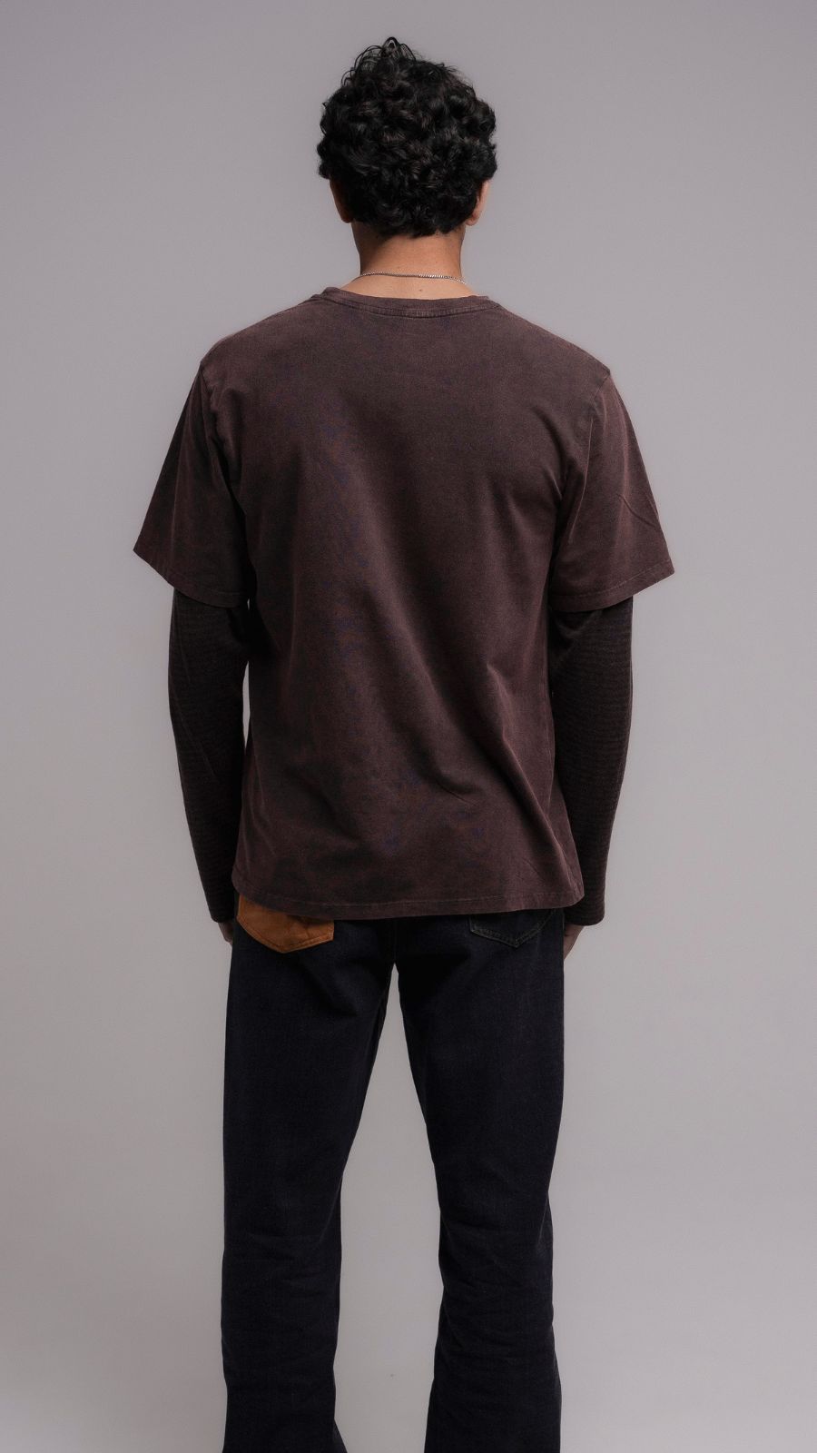 T-shirt doble manga en vino